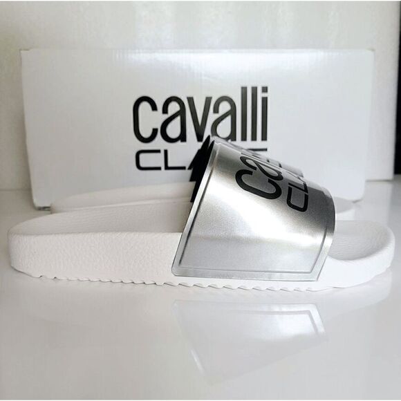 CAVALLI CLASS Women’s Comfort Pool White Logo Slides NEW WITH BOX MSRP $195 - Picture 3 of 12
